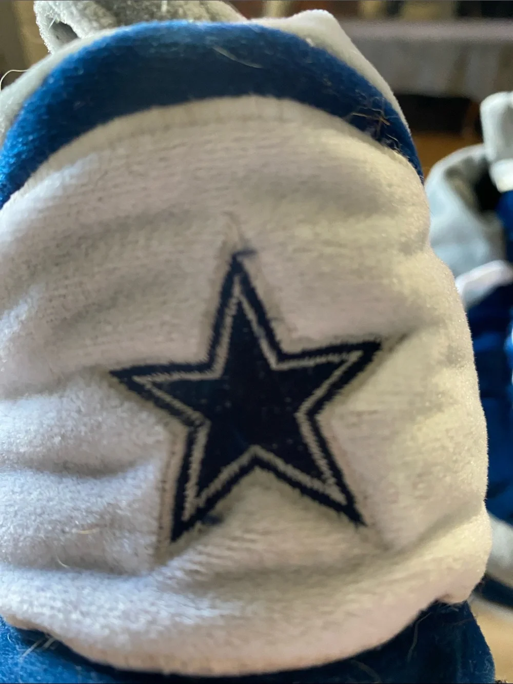 Plush Kids Slipper Sneakers in Navy Blue and Light Gray with Star Accent